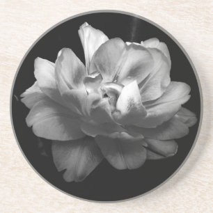En Grès Dessous de verre classique noir et blanc Fleur II