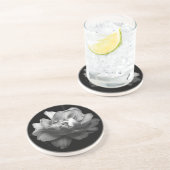 En Grès Dessous de verre classique noir et blanc Fleur II (Côté)