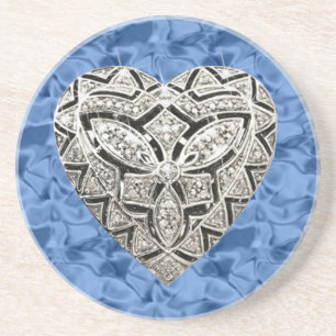 En Grès Dessous de verre Coeur Blue Elegant Designer