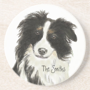 En Grès Dessous de verre Collie personnalisé personnalisé