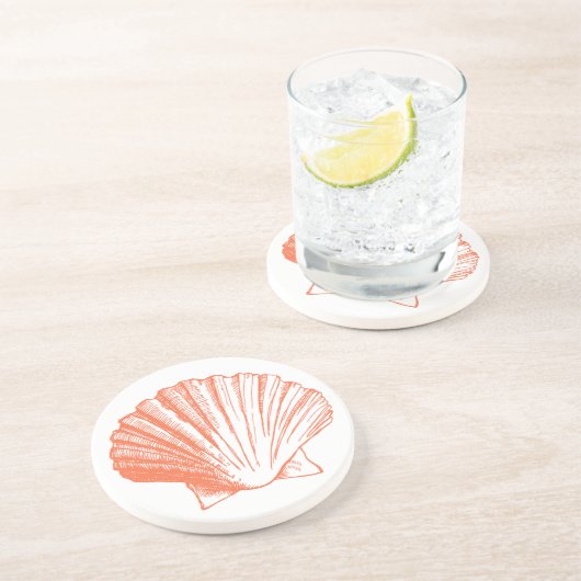 En Grès Dessous de verre Coral Seashell (Côté)