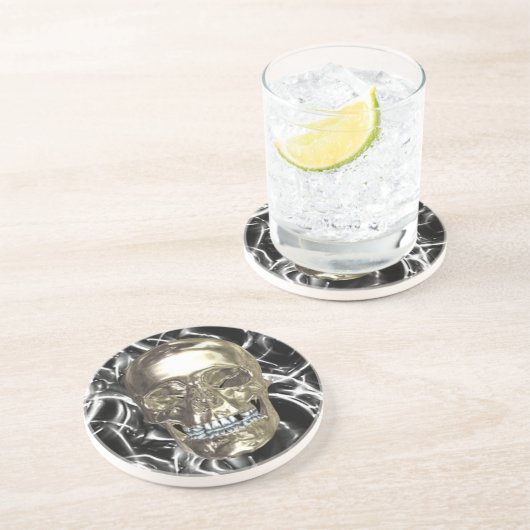 En Grès Dessous de verre crâne Chrome électrique (Côté)