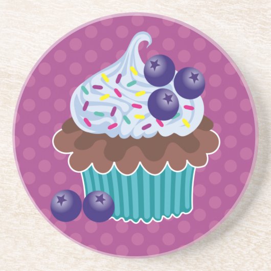 En Grès Dessous de verre Cupcake à la myrtille (Devant)