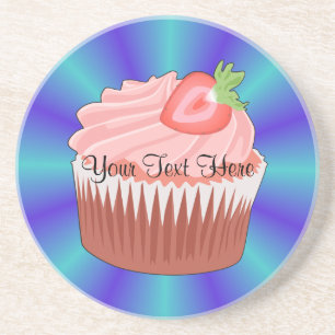 En Grès Dessous de verre Cupcake aux fraises