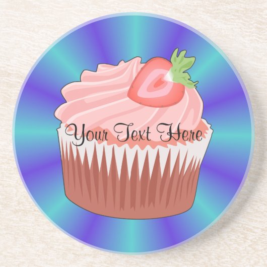 En Grès Dessous de verre Cupcake aux fraises (Devant)