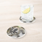 En Grès Dessous de verre curieux de raton laveur (Côté)