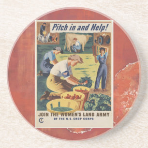 En Grès Dessous de verre d'affiche patriotique 2ème guerre