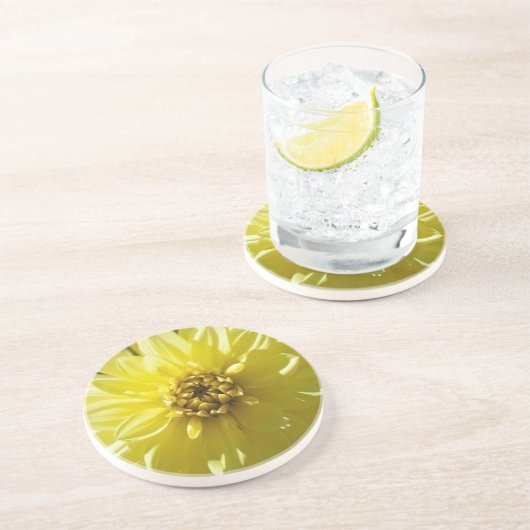 En Grès Dessous de verre Dahlia Jaune (Côté)