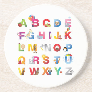 En Grès dessous de verre d'alphabet