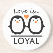 En Grès Dessous de verre d'amour pingouin (Devant)