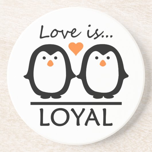 En Grès Dessous de verre d'amour pingouin (Devant)