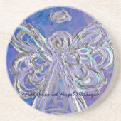 En Grès Dessous de verre d'angle violet avec message Custo (Devant)