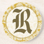 En Grès Dessous de verre d'anniversaire du Mariage Gold Da (Devant)