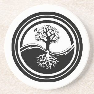 En Grès Dessous de verre d'arbre de Yin Yang