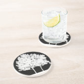 En Grès Dessous de verre d'arbre noir et blanc (Côté)