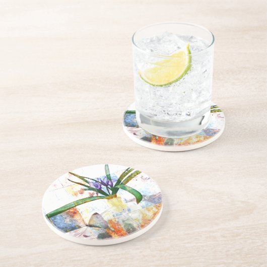 En Grès Dessous de verre d'art abstrait (Côté)