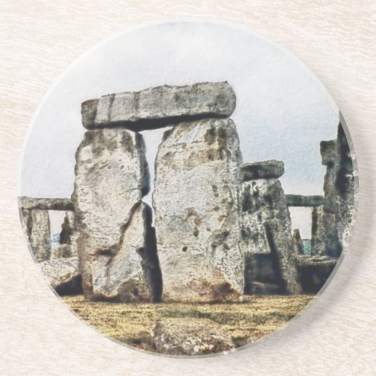 En Grès Dessous de verre d'art de l'aquarelle de Stoneheng (Devant)