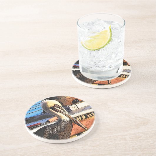 En Grès Dessous de verre d'art de pélican (Côté)