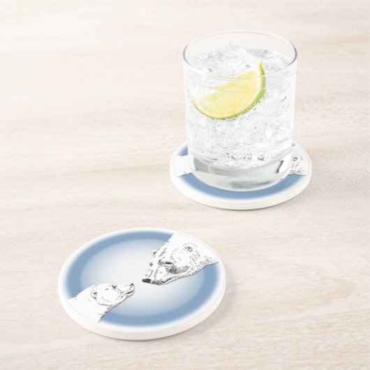 En Grès Dessous de verre d'art Ours Polaire Dessous de ver (Côté)