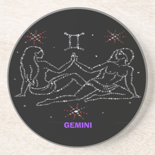 En Grès Dessous de verre d'astrologie de Gemini (Devant)