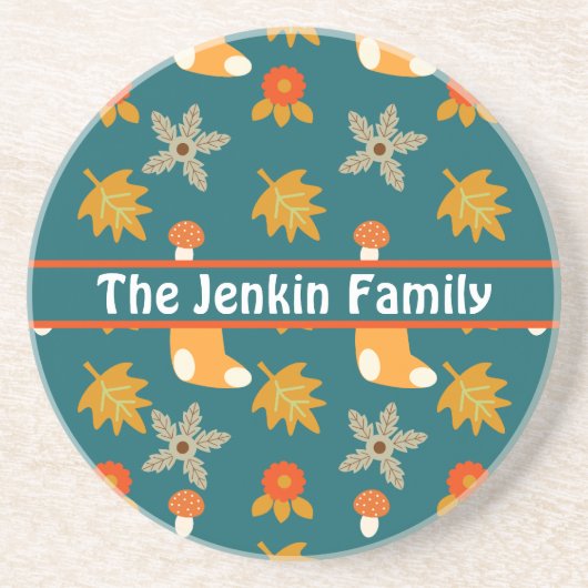 En Grès Dessous de verre d'automne personnalisé (Devant)