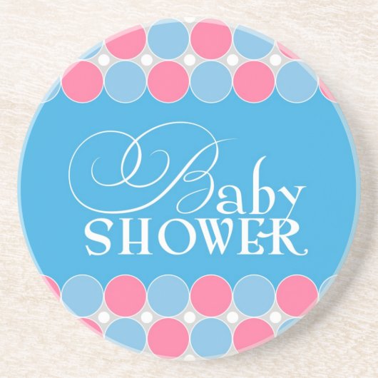 En Grès Dessous de verre de Baby shower bleu rétro (Devant)