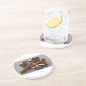 En Grès Dessous de verre de balle de laiton et d'avance (Côté)