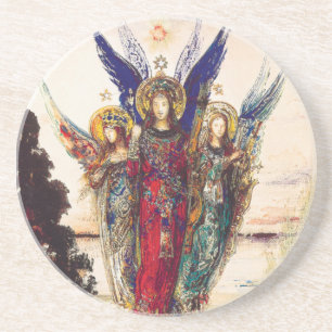 En Grès Dessous de verre de beaux-arts avec des anges