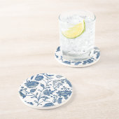 En Grès Dessous de verre de bleu de Toile (Côté)