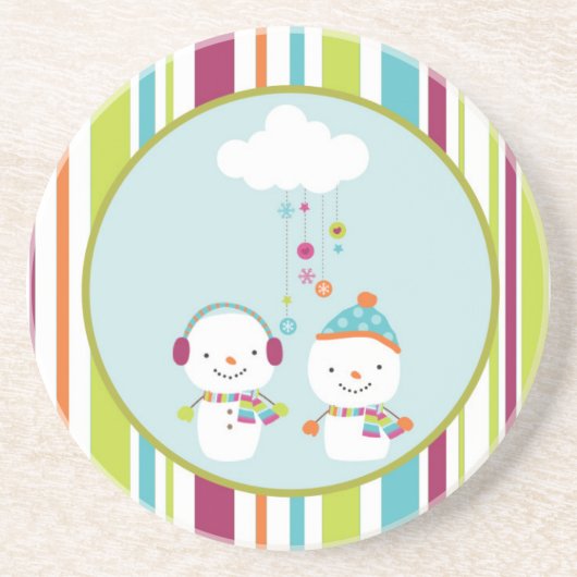 En Grès Dessous de verre de boisson de Noël Snowman (Devant)