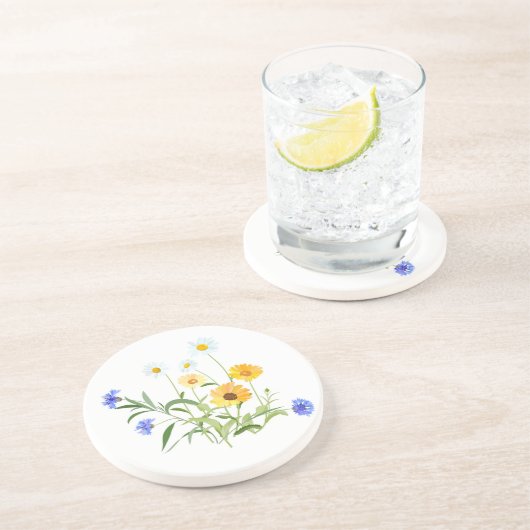 En Grès Dessous de verre de boisson fleur sauvage (Côté)