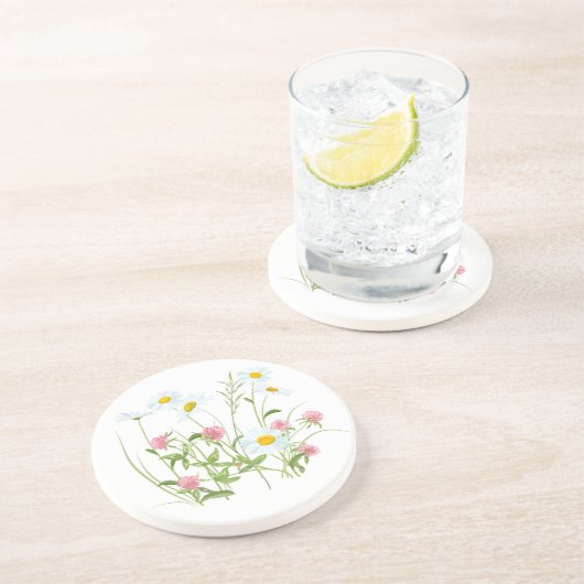 En Grès Dessous de verre de boisson fleur sauvage (Côté)