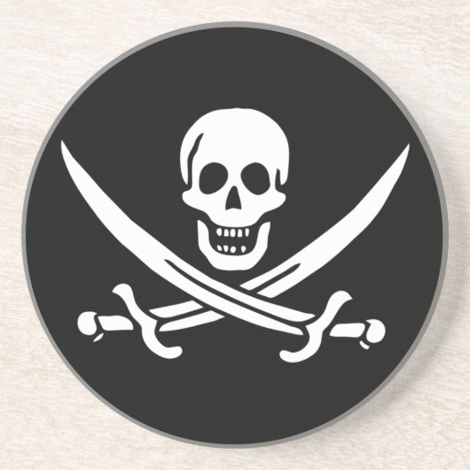 En Grès Dessous de verre de boisson Jolly roger Pirate Fla (Devant)