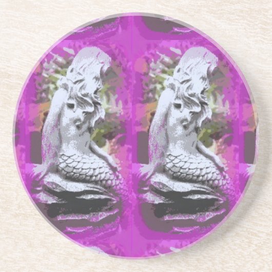En Grès dessous de verre de boisson pourpre twin mermaids (Devant)