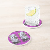 En Grès dessous de verre de boisson pourpre twin mermaids (Côté)