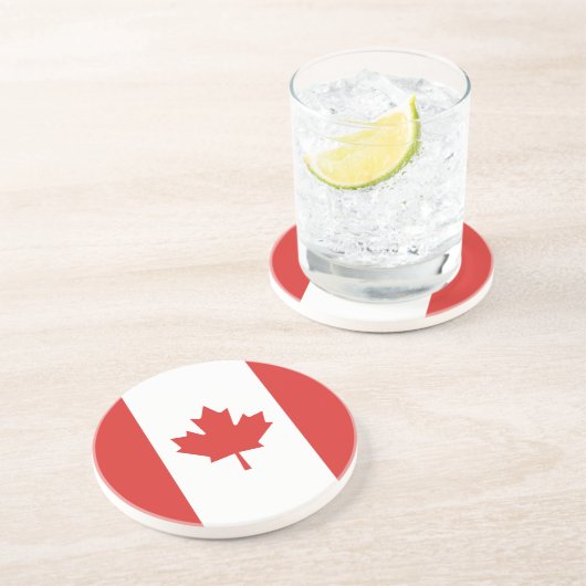 En Grès Dessous de verre de boissons de drapeau du Canada (Côté)