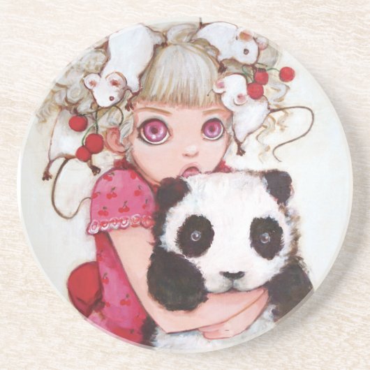 En Grès Dessous de verre de boissons de duvet de fruit (Devant)