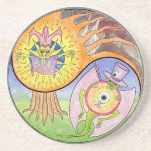 En Grès Dessous de verre de boissons de mandala de