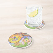 En Grès Dessous de verre de boissons de mandala de (Côté)