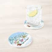 En Grès Dessous de verre de boissons de Noël d'hiver, (Côté)