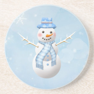 En Grès Dessous de verre de bonhomme de neige de Noël