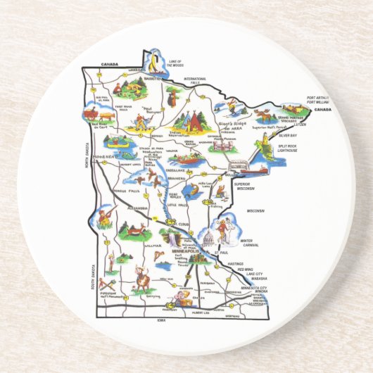 En Grès Dessous de verre de carte du Minnesota (Devant)