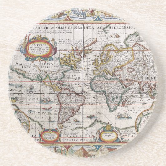 En Grès Dessous de verre de carte du monde antique (Devant)
