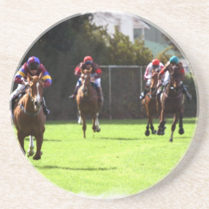 En Grès Dessous de verre de champ de course de chevaux