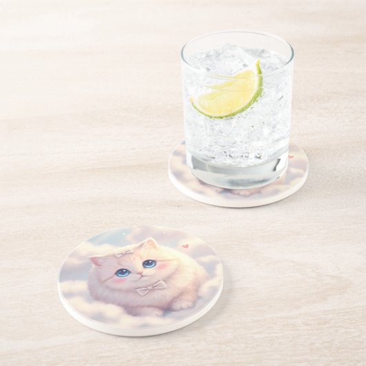 En Grès Dessous de verre de chat à câlin (Côté)