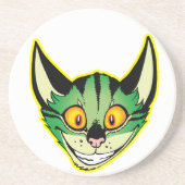 En Grès Dessous de verre de chat de dessin fluorescent (Devant)