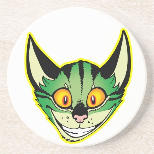 En Grès Dessous de verre de chat de dessin fluorescent (Devant)