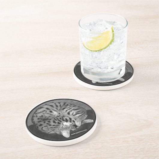 En Grès Dessous de verre de chat de la savane (Côté)