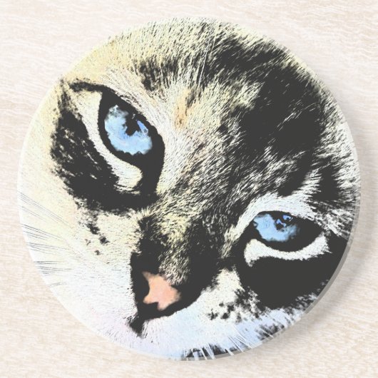 En Grès Dessous de verre de chat d'encre (Devant)