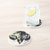 En Grès Dessous de verre de chat d'encre (Côté)
